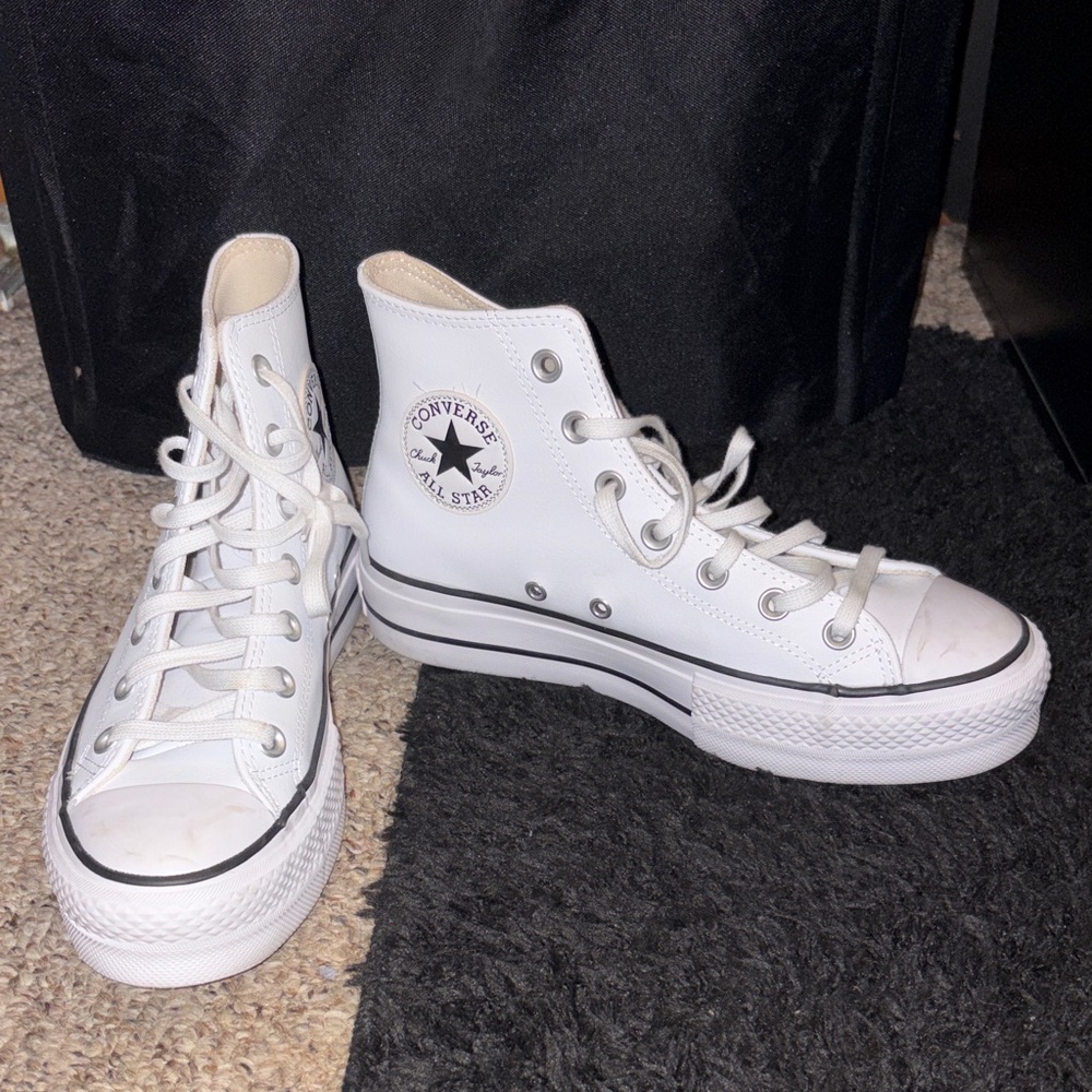 Converse White High Top Platform Sneakers